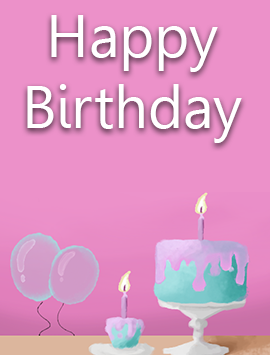 Happy birthday watercolor cake and balloons preview eng