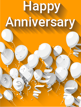 Happy anniversary white balloons on a golden background preview eng